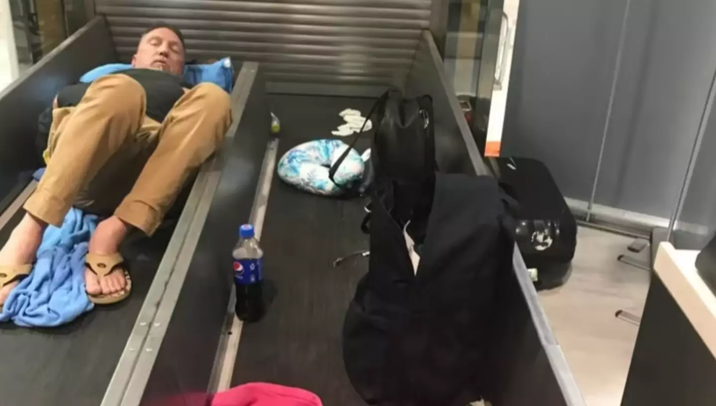 The couple say they had to sleep on a conveyor belt.