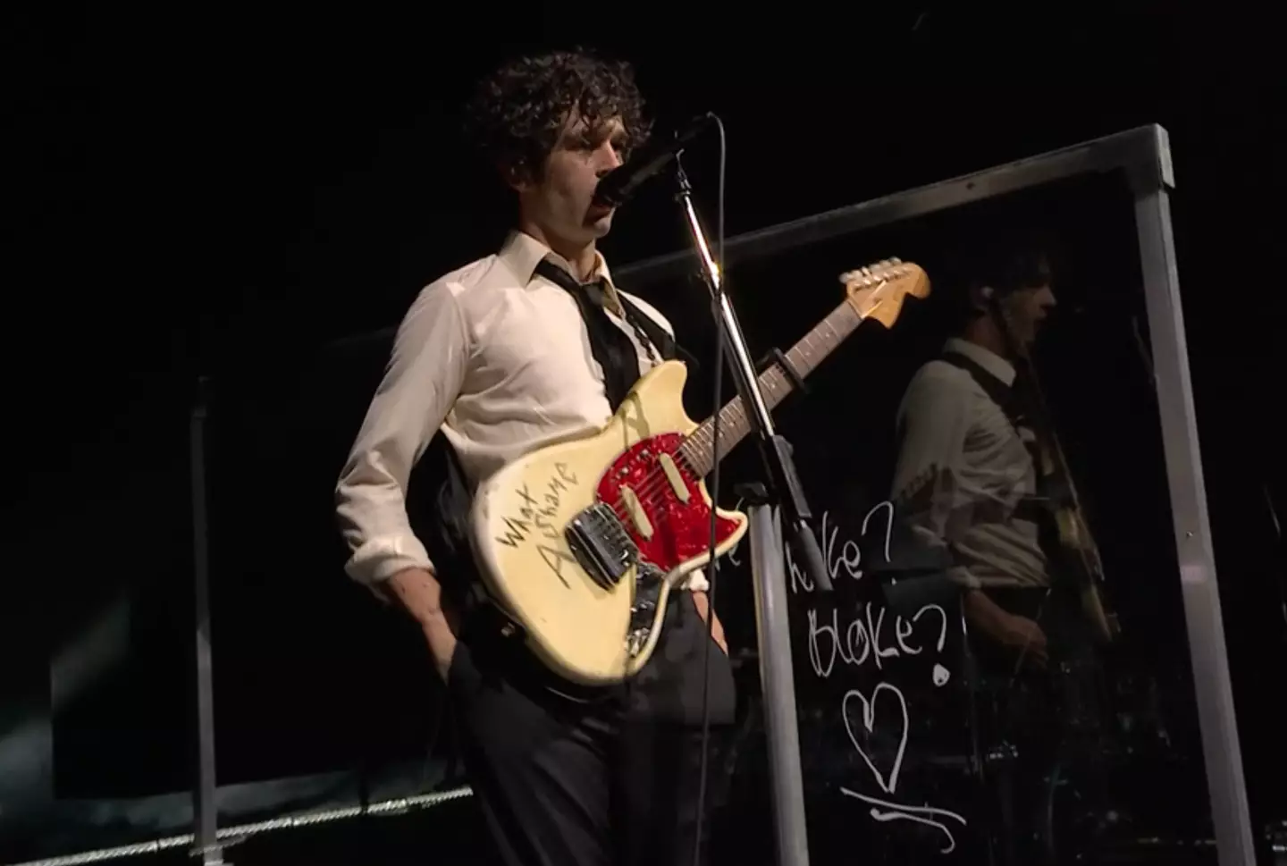 Healy scrawled the words 'what a shame' on his beloved instrument (BBC)