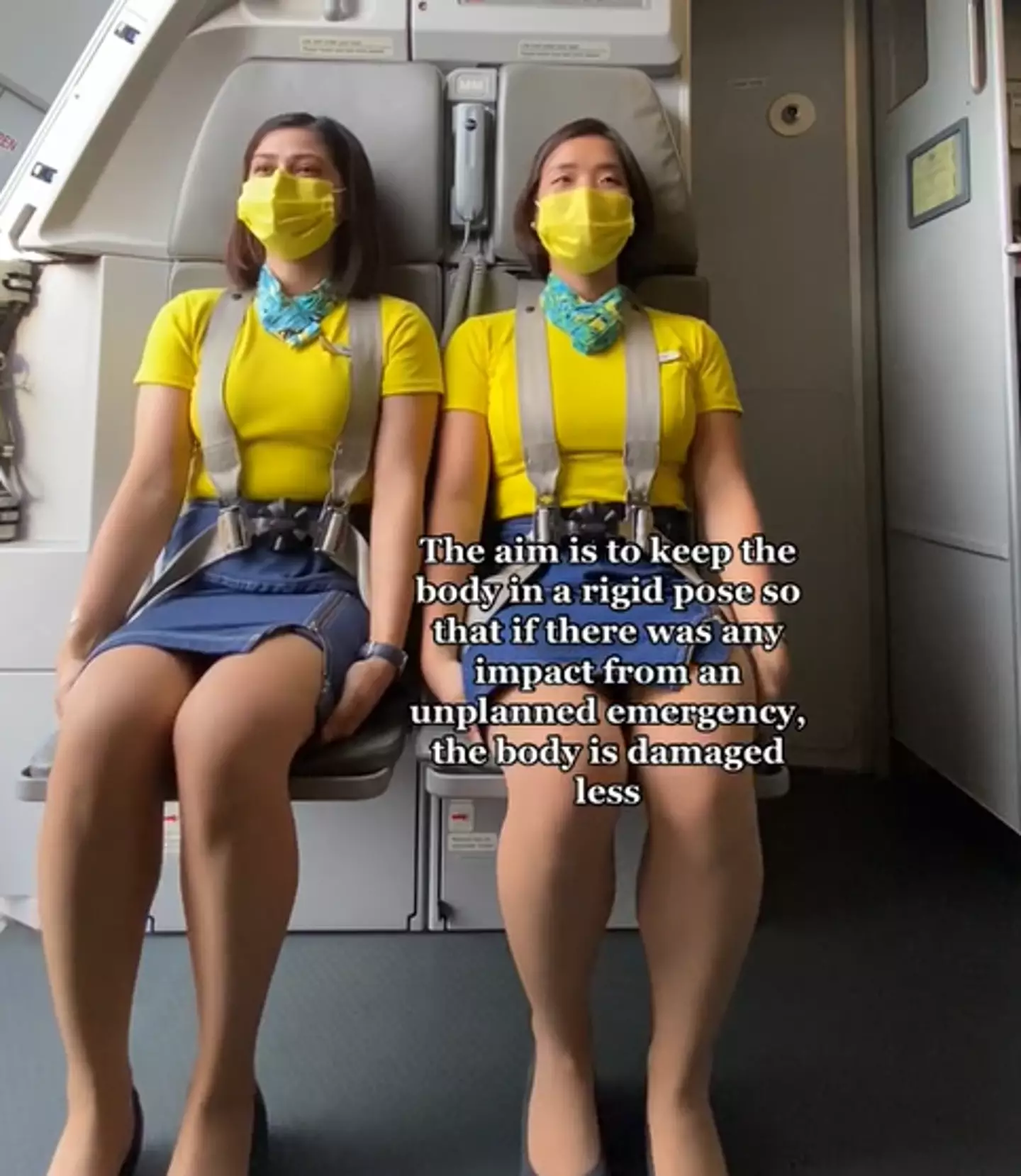 Henny Lim shared why flight attendants sit on their hands.