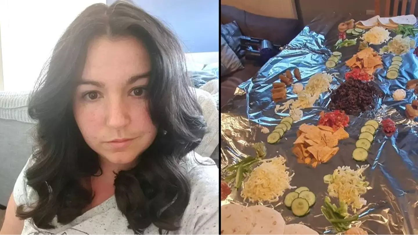 Mum puts tin foil on dinner table to avoid using the dishwasher