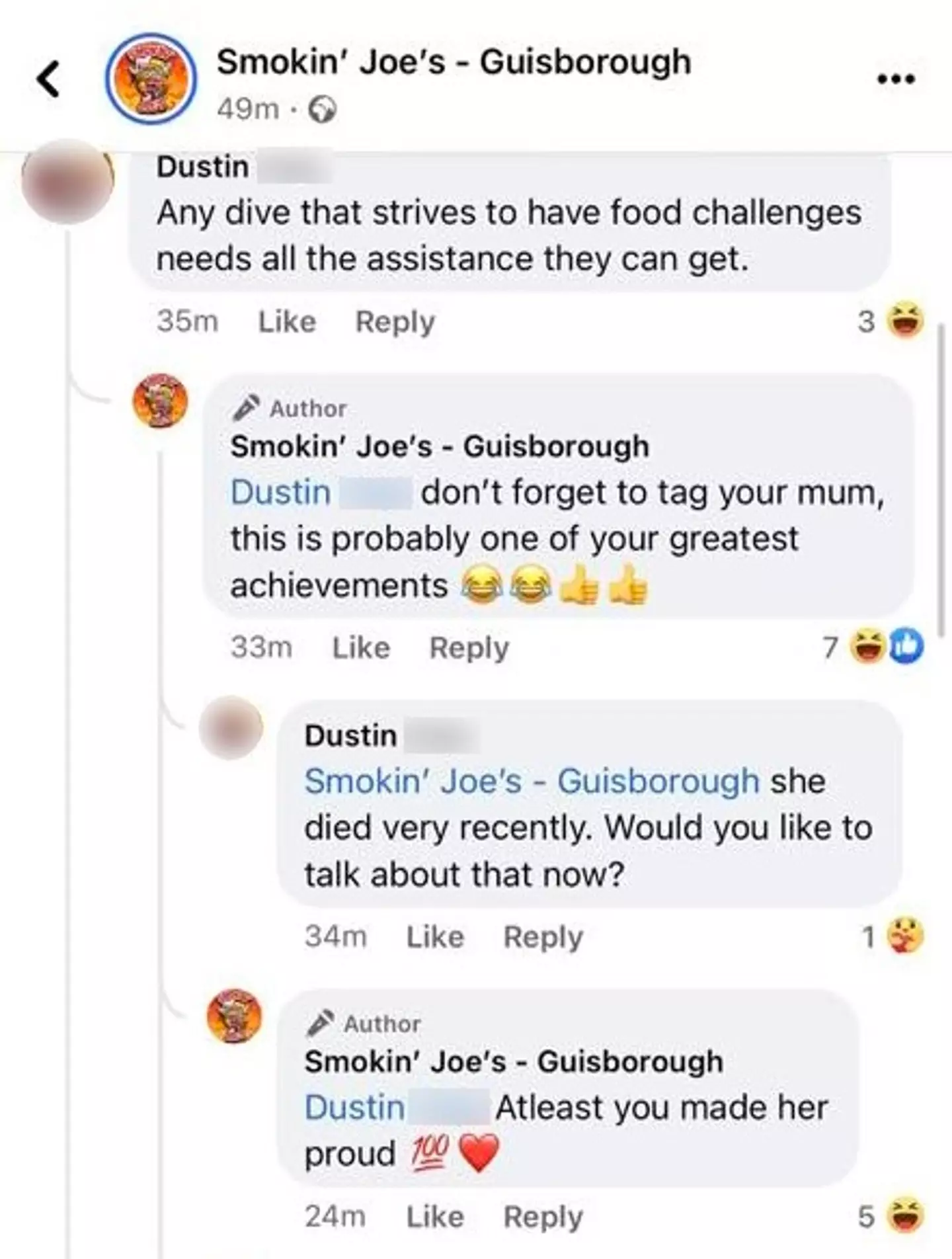 The restaurant routinely mocks those who criticise it on Facebook.