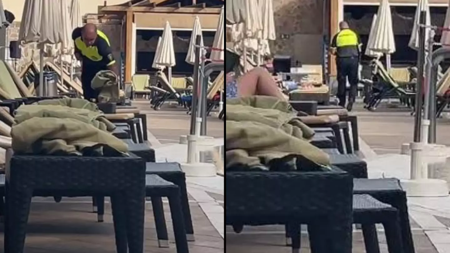 Security guards rip towels off sunbeds as holidaymakers attempt to hog best spot