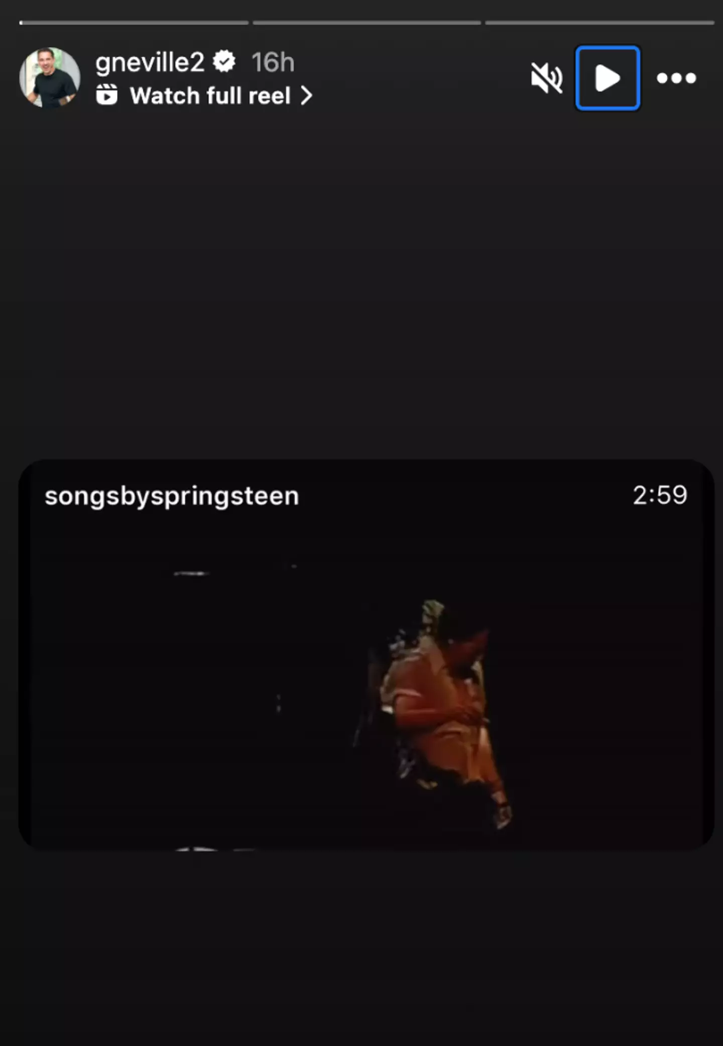 The former footballer shared a Bruce Springsteen song on Instagram (Instagram/@gneville2)