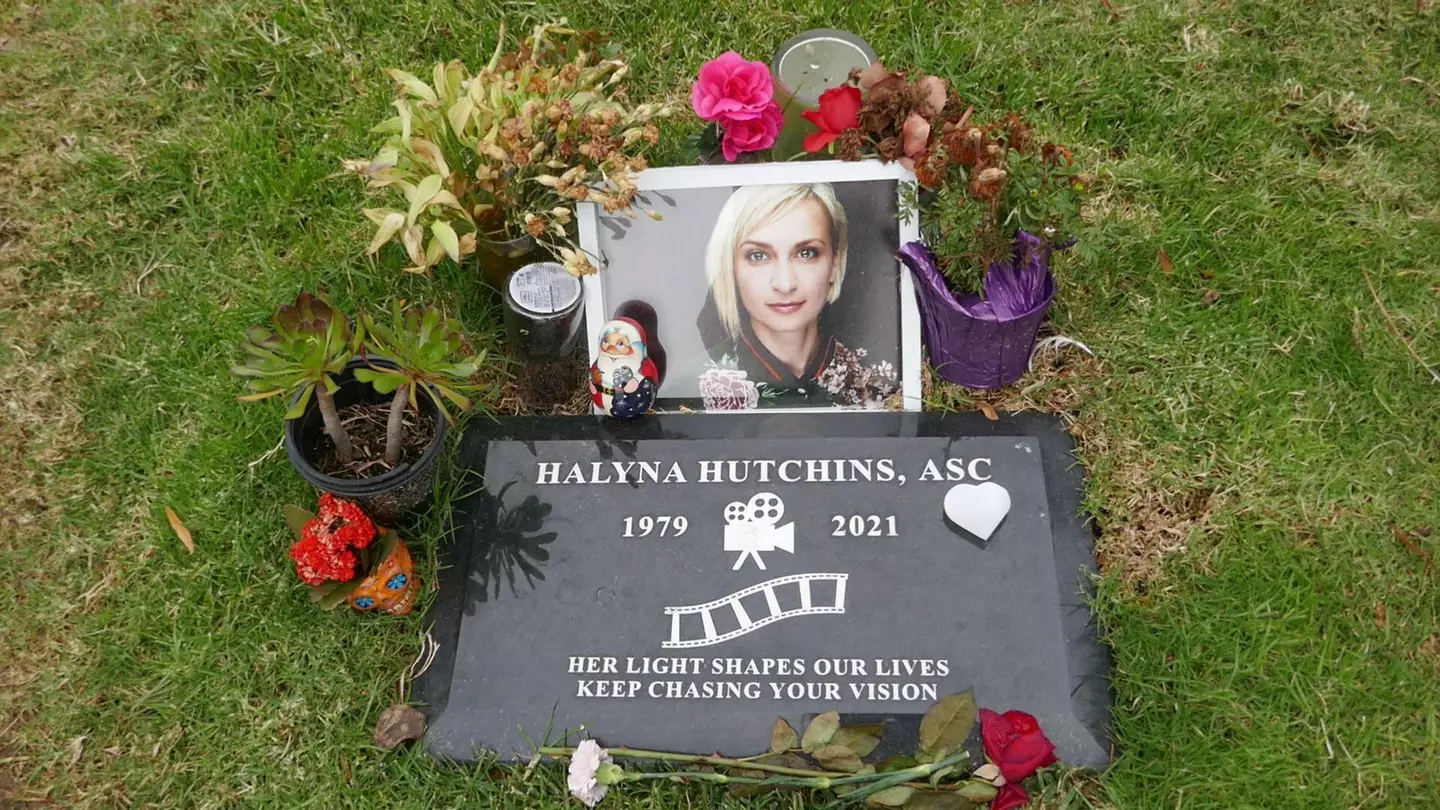 Halyna Hutchins' grave at Hollywood Forever Cemetery.