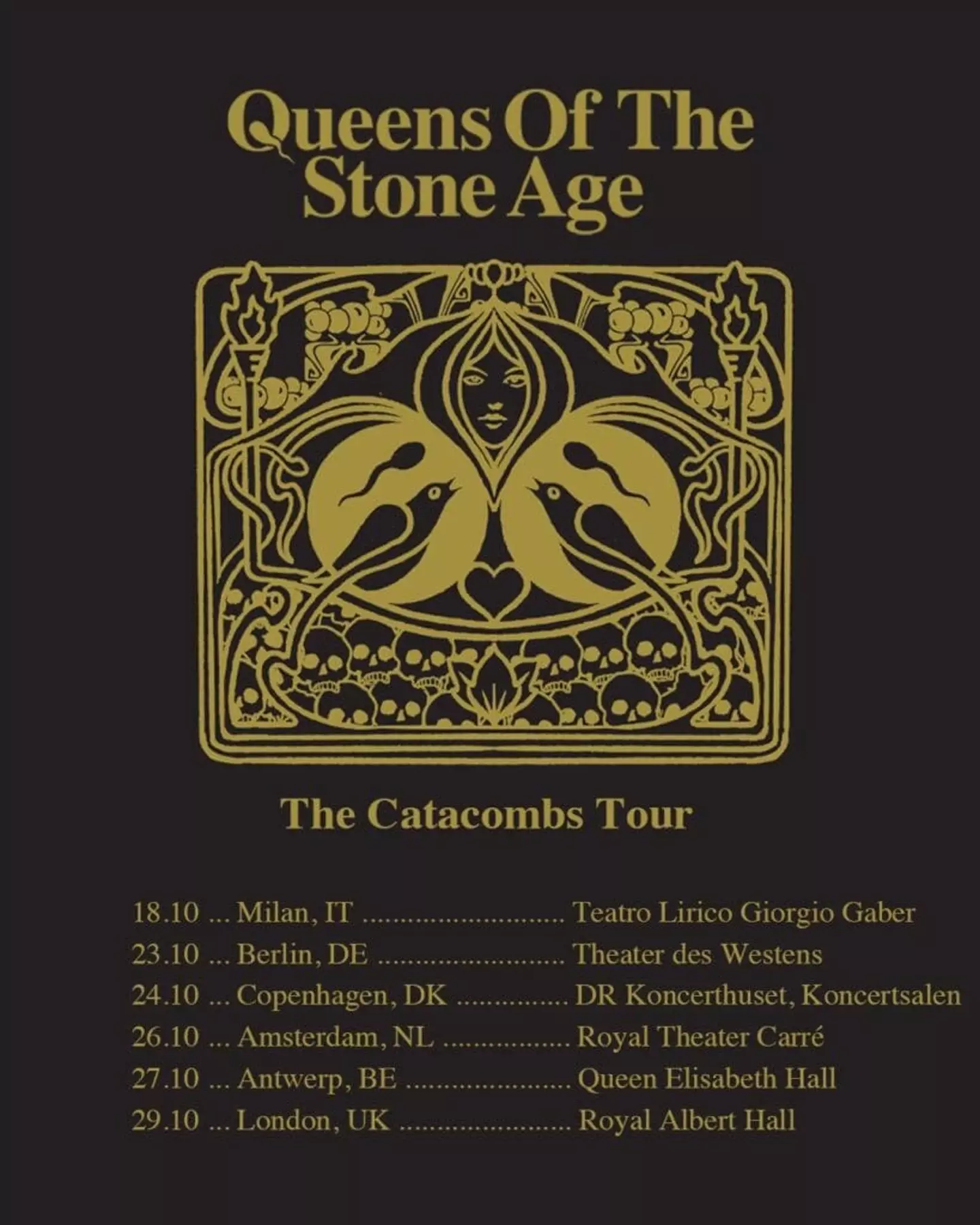 The band are concluding the European leg of their Catacombs Tour at the Royal Albert Hall (Queens of the Stone Age)