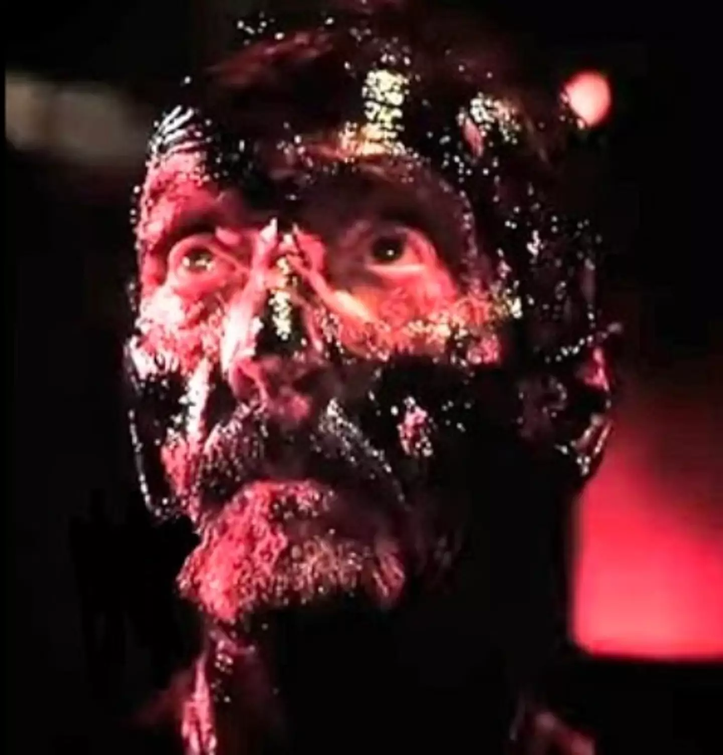John Kramer, played by Tobin Bell, was stained crimson after the bloodboarding