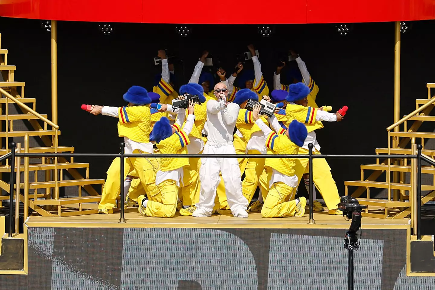 J Balvin performing during the half time show (Michael Reaves/Getty Images)