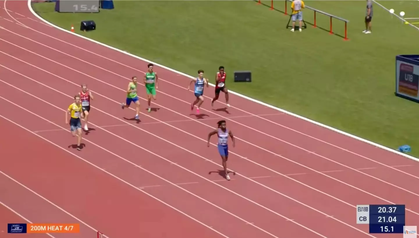 Jake Odey-Jordan got off to a flying start in the men's 200m (YouTube/European Athletics)