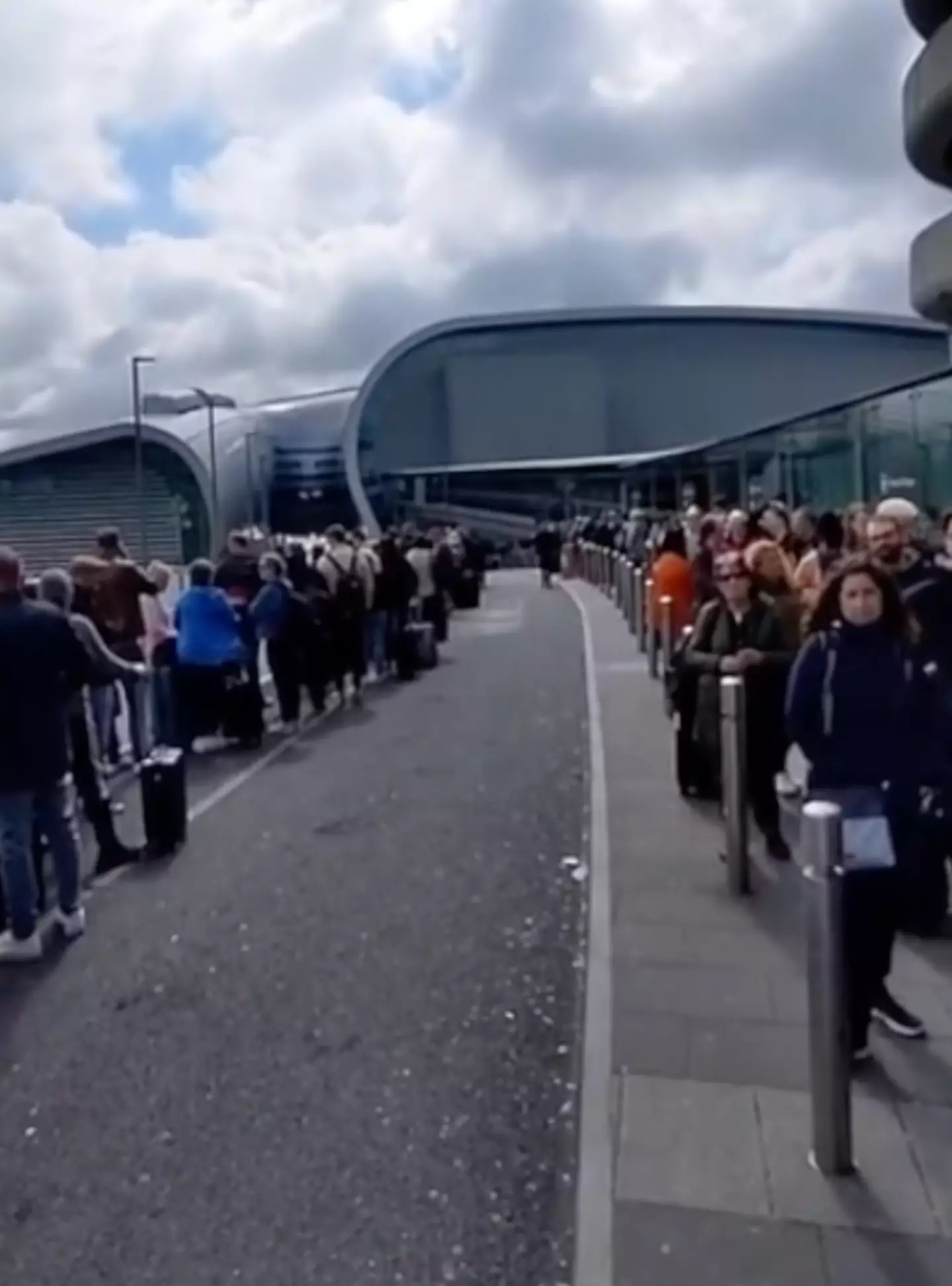 Footage has captured the never-ending queues at Dublin Airport.