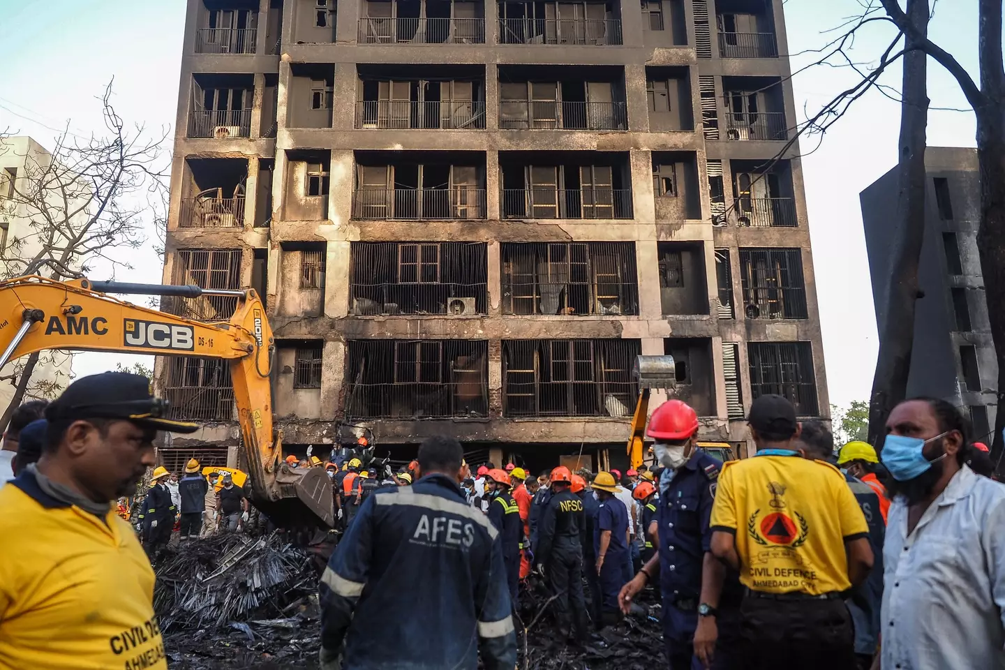 The plane crashed in a residential area. (SAM PANTHAKY/AFP via Getty Images)