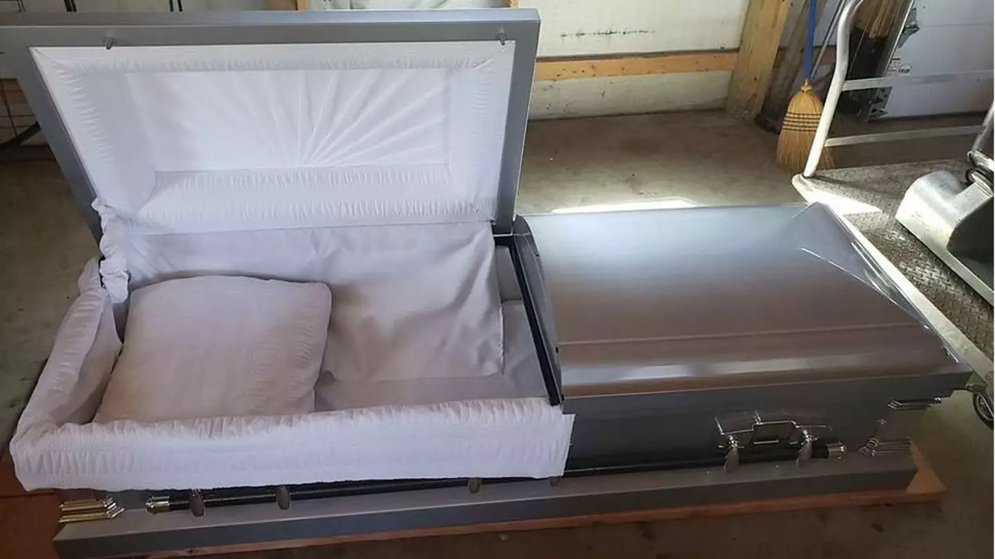 Woman giving away coffin after 'husband lives longer than she'd hoped'