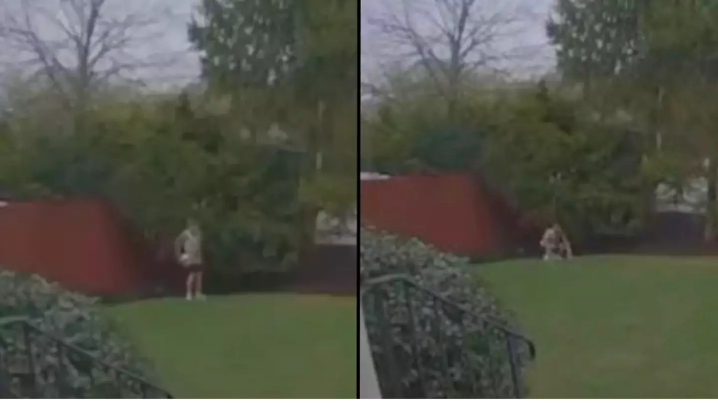 Marathon runner caught taking a poo in stranger's garden on home doorbell video
