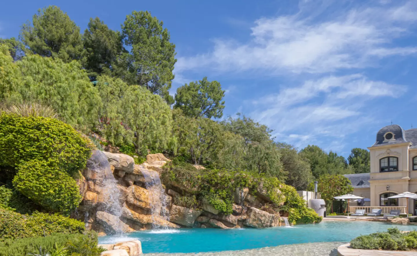 Wahlberg's waterfall swimming pool.