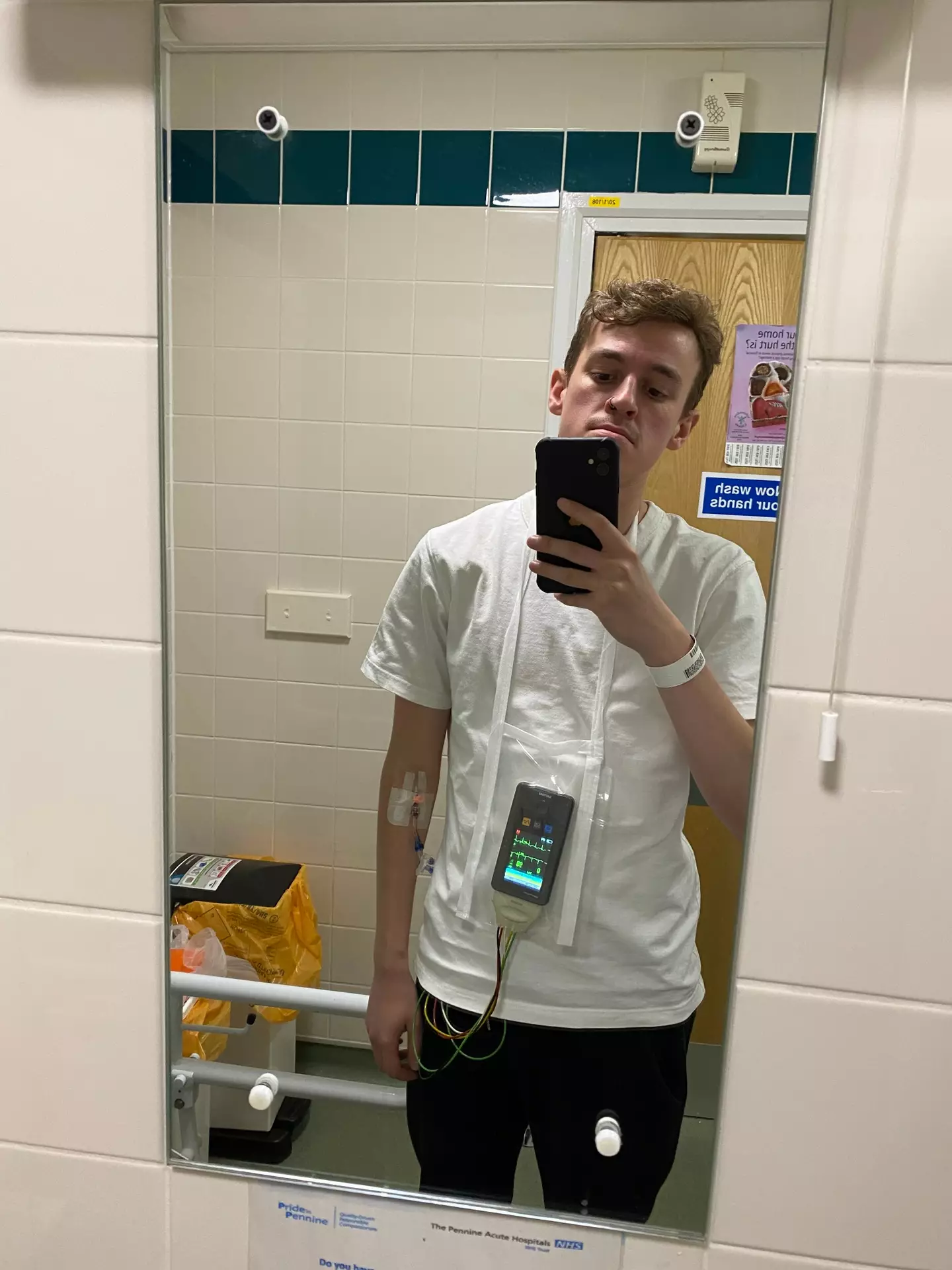 Walking around with a heart monitor in hospital (Supplied)