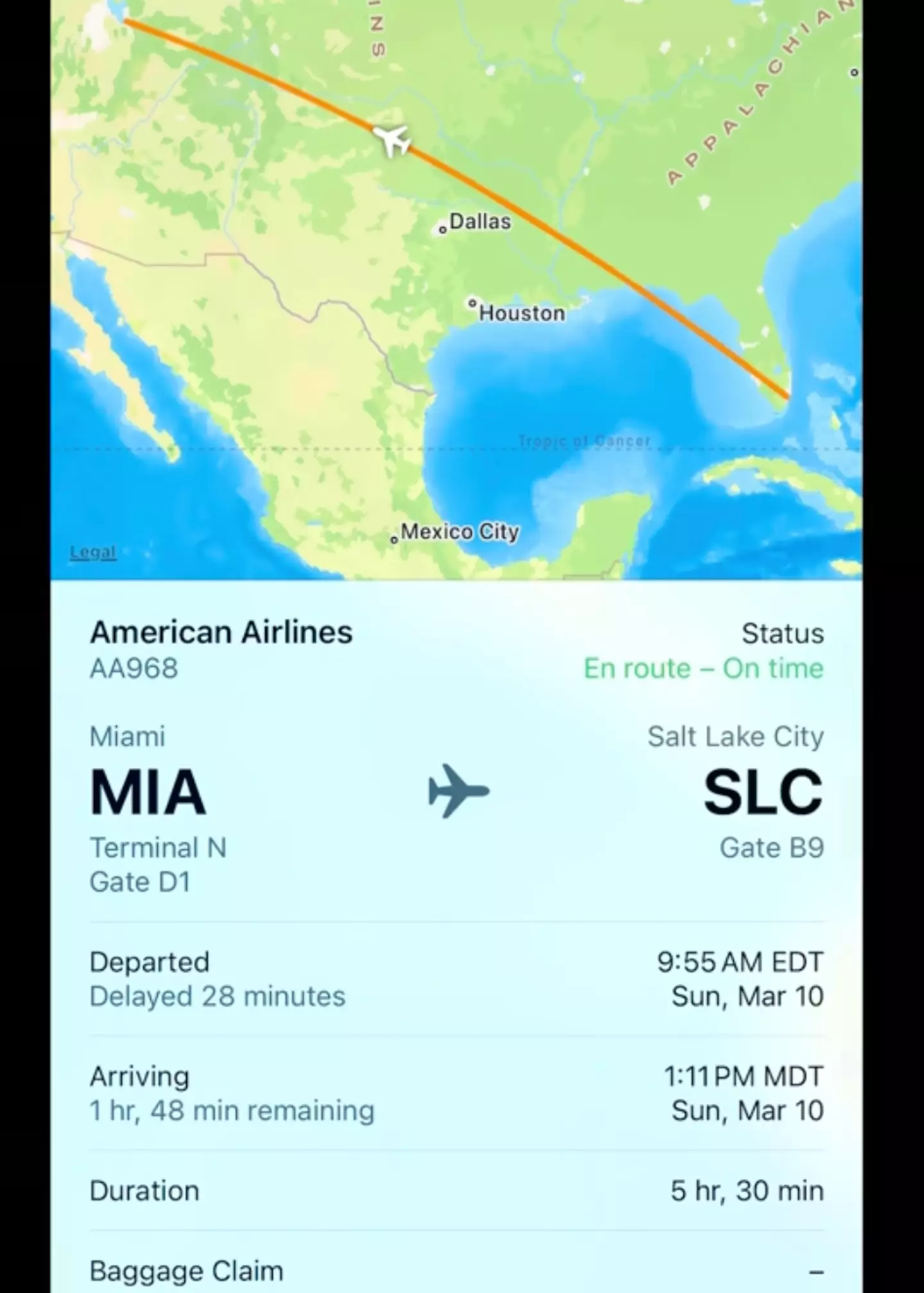 All of your flight information is accessible from your phone.