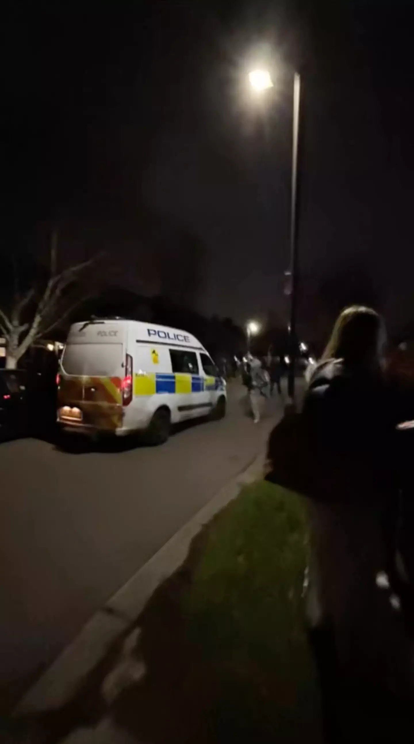 Police cars can be seen attempting to shutdown the party.