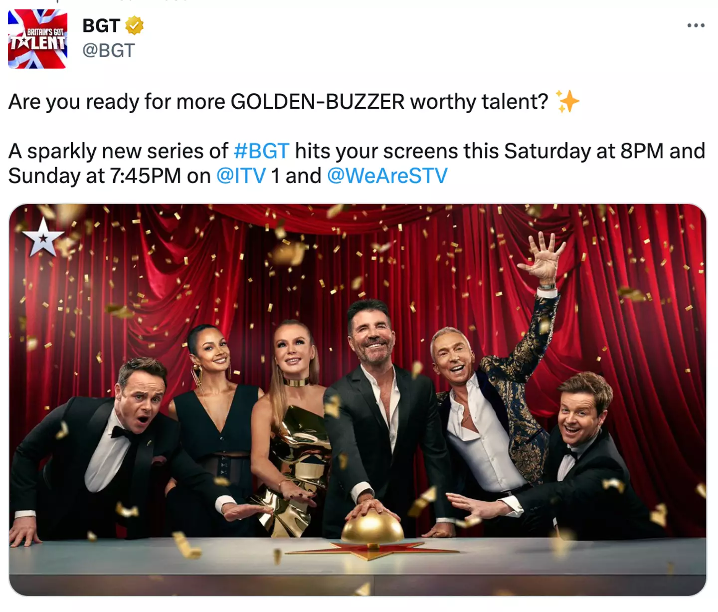 The new series of BGT kicks off on 15 April.