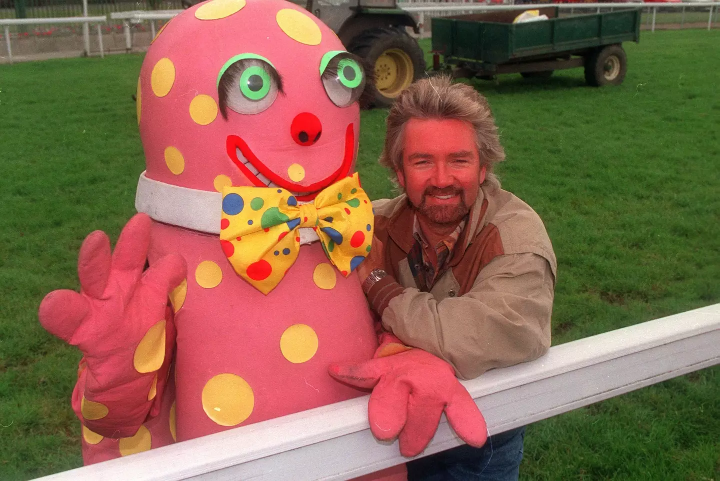 Blobby with his former tag team partner Noel Edmonds.