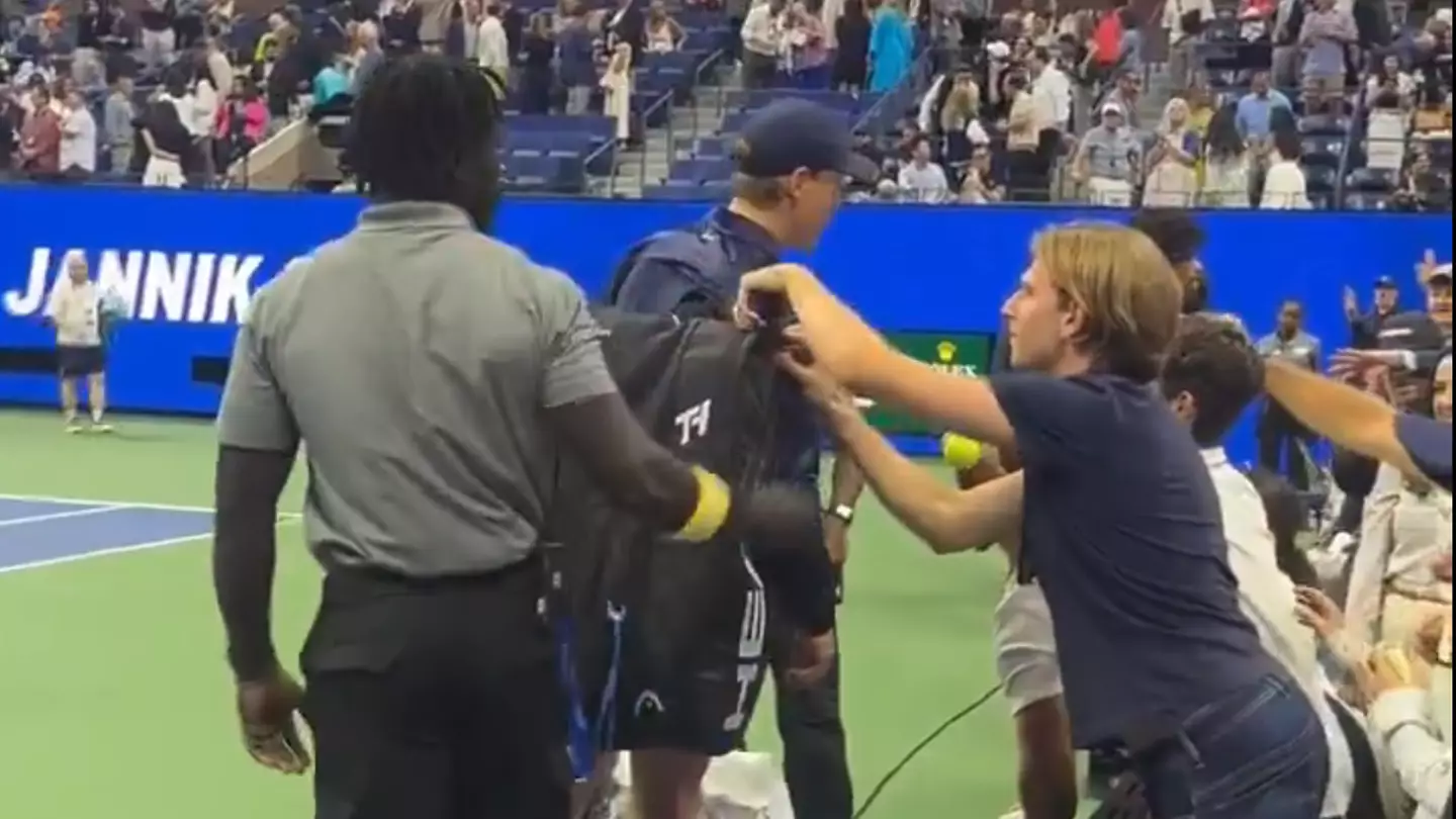 Shocking moment fan tries to get into world no1's bag while he's not looking at US Open