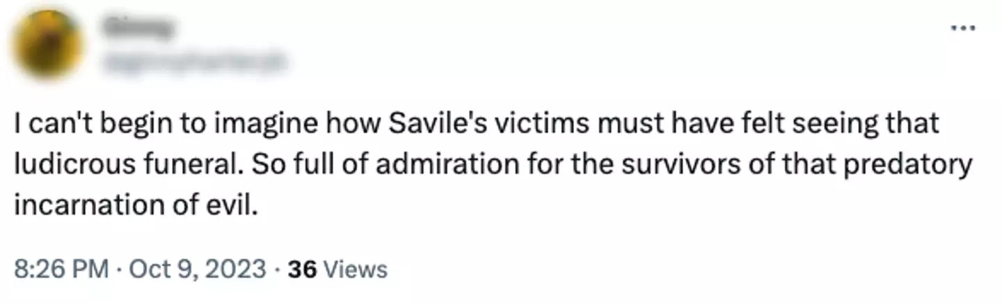 People were sickened by footage of Jimmy Savile's funeral.