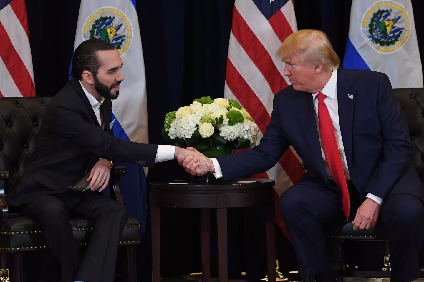 Trump and Bukele, pictured in 2019, could expand the deportation scheme to include US citizens and legal residents (SAUL LOEB/AFP via Getty Images)