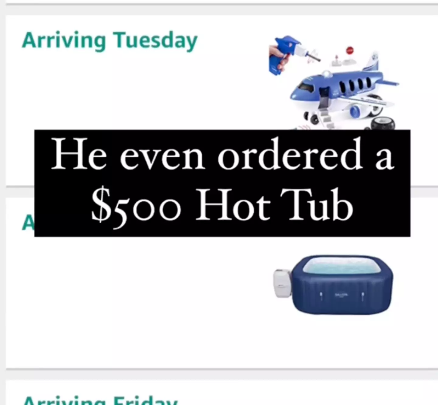 The young boy dreamed big with his purchases.