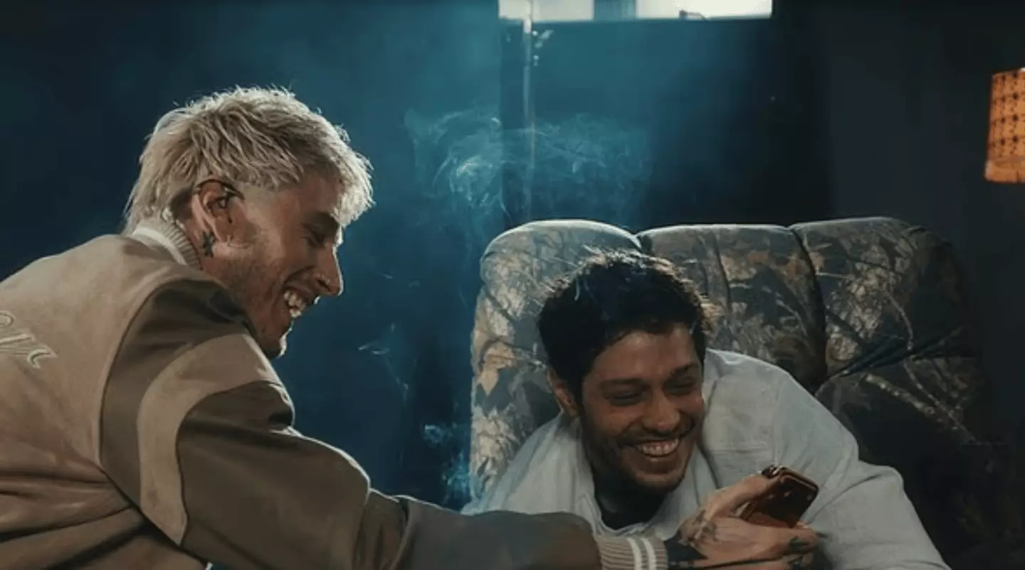 The pair of pals chatted for the first episode of Davidson's new podcast. (Netflix)