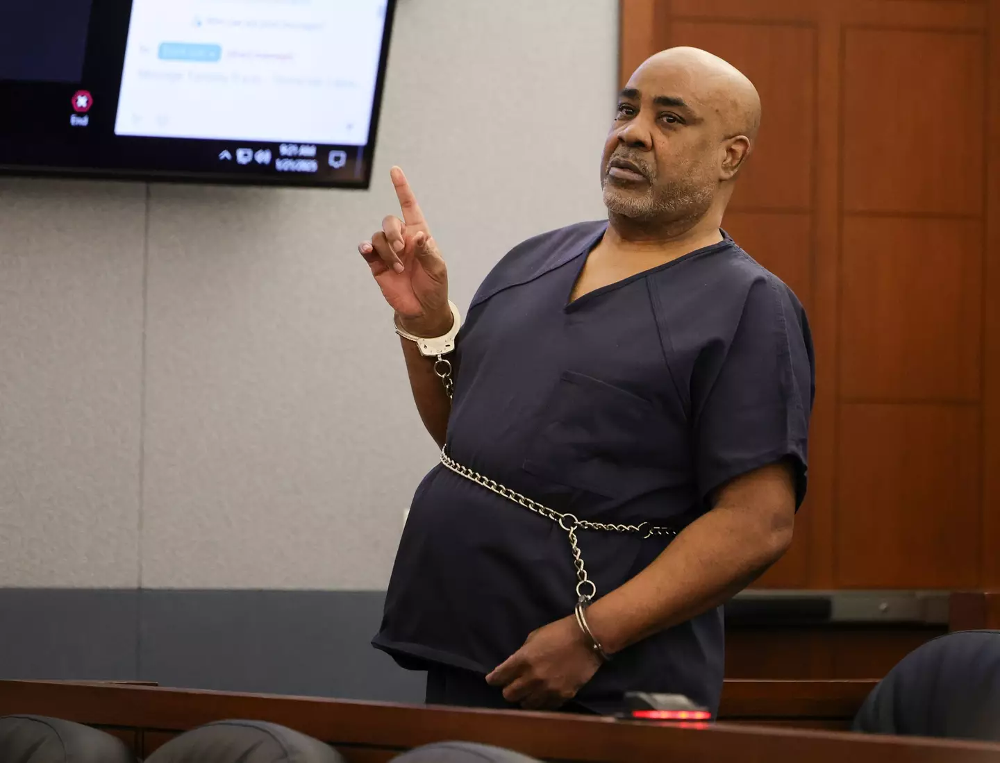 In his first interview since his 2023 arrest he now claims he is innocent, and alleges that he was actually not even in Las Vegas at the time (Ethan Miller/Getty Images)