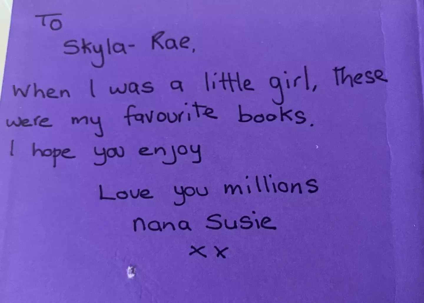 She even wrote a lovely note inside the cover.