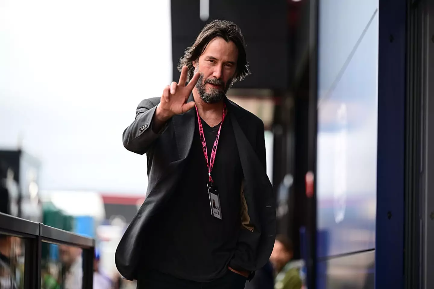 Keanu Reeves was seen knocking about during free practice at Silverstone (Andrea Diodato/NurPhoto/Getty Images)