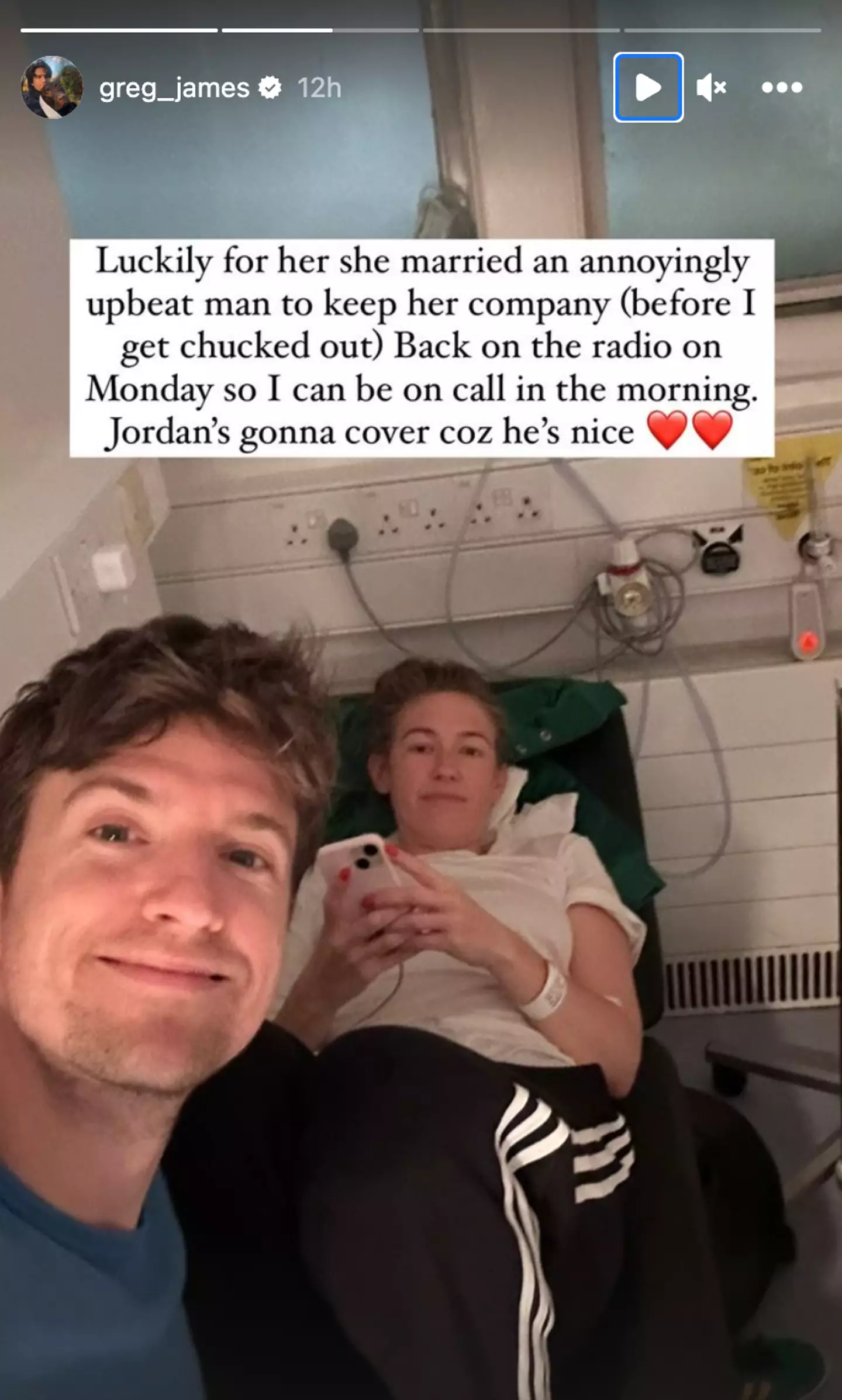 Greg told fans he'd be back on the radio on Monday.