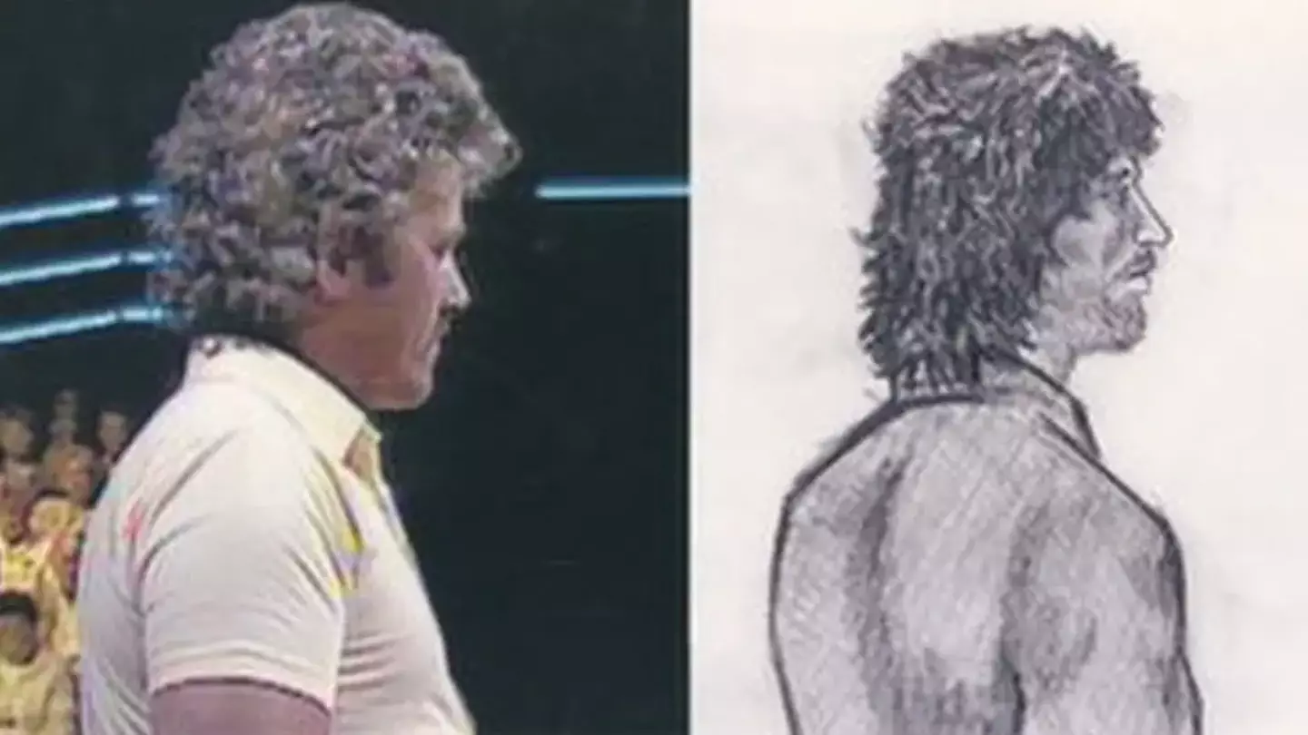 John Cooper on Bullseye and, right, a police sketch from the same time as the TV appearance (ITV / police handout)