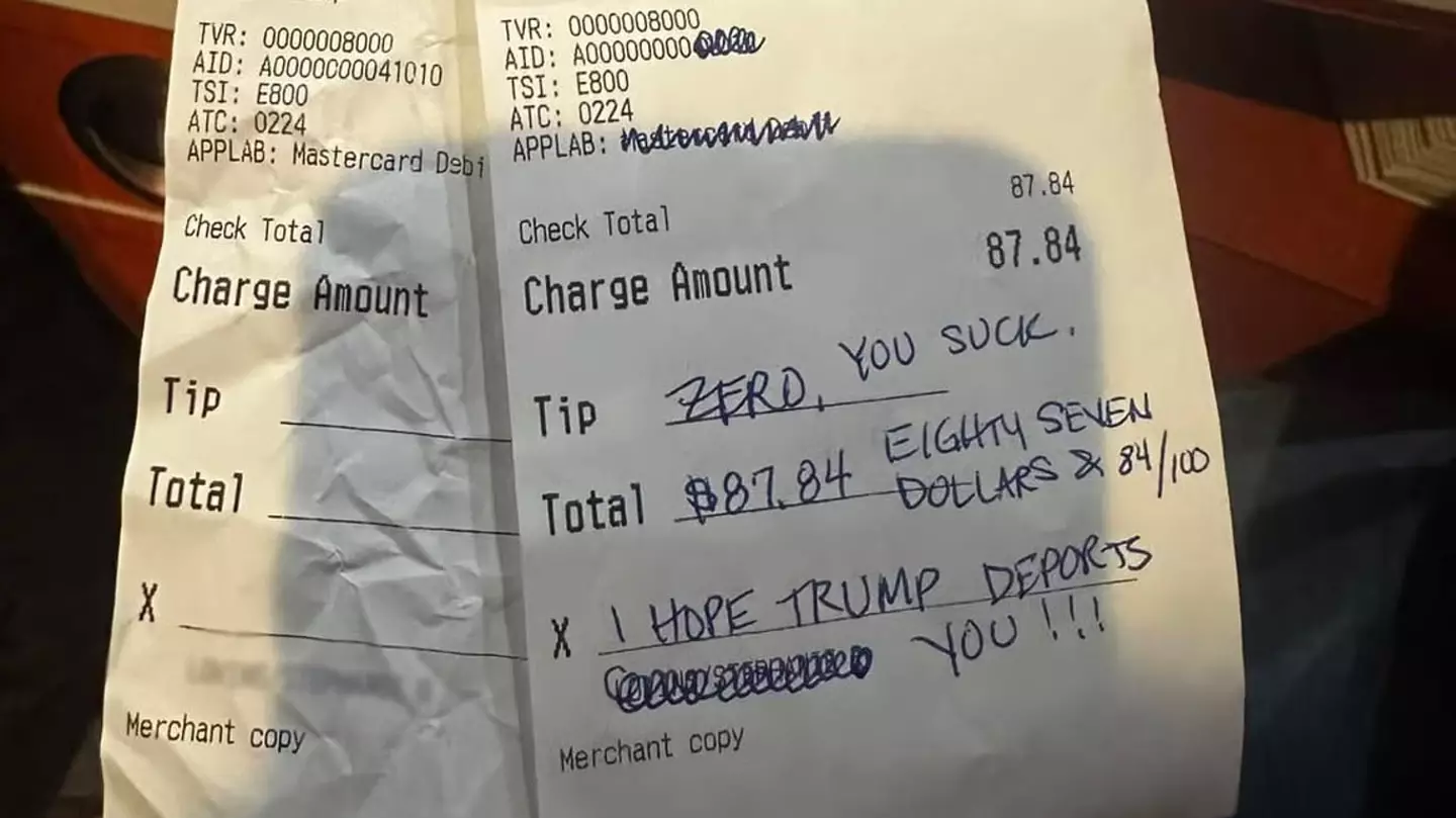 Customer sacked from job after horrific Donald Trump comment they wrote on receipt at Mexican restaurant