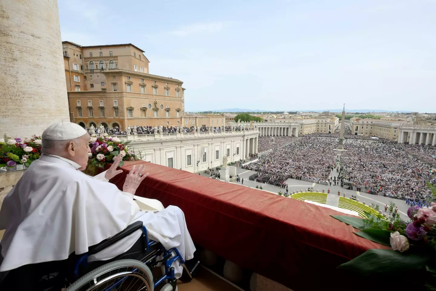 Pope Francis' pictured during his last public appearance just 24 hours before his death (Vatican Media via Vatican Pool/Getty Images)