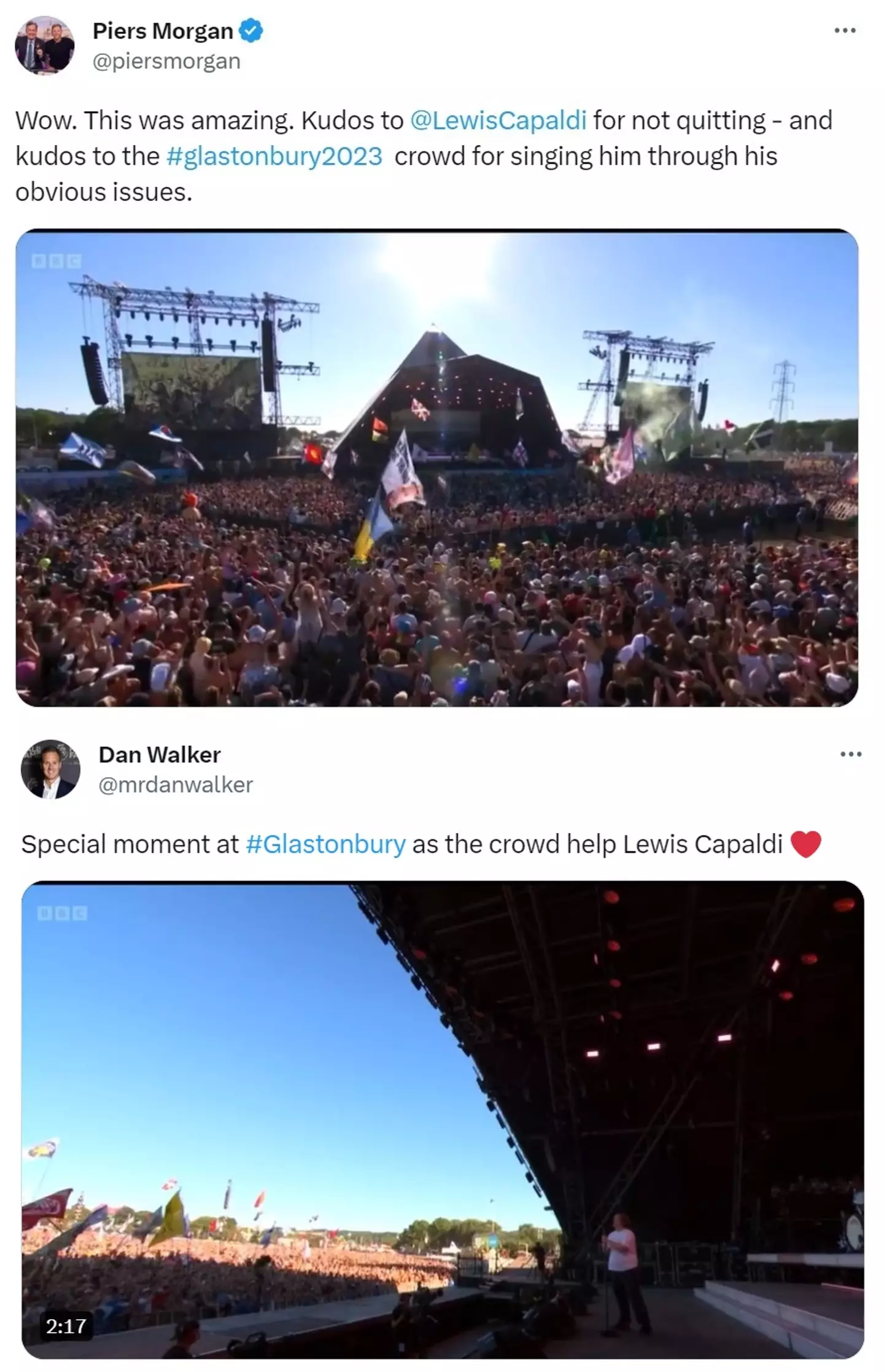 Even TV presenters were joining in to praise Capaldi and the crowd.