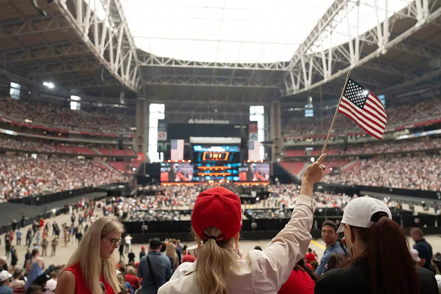 The funeral packed out the stadium (Rebecca Noble/Bloomberg via Getty Images)