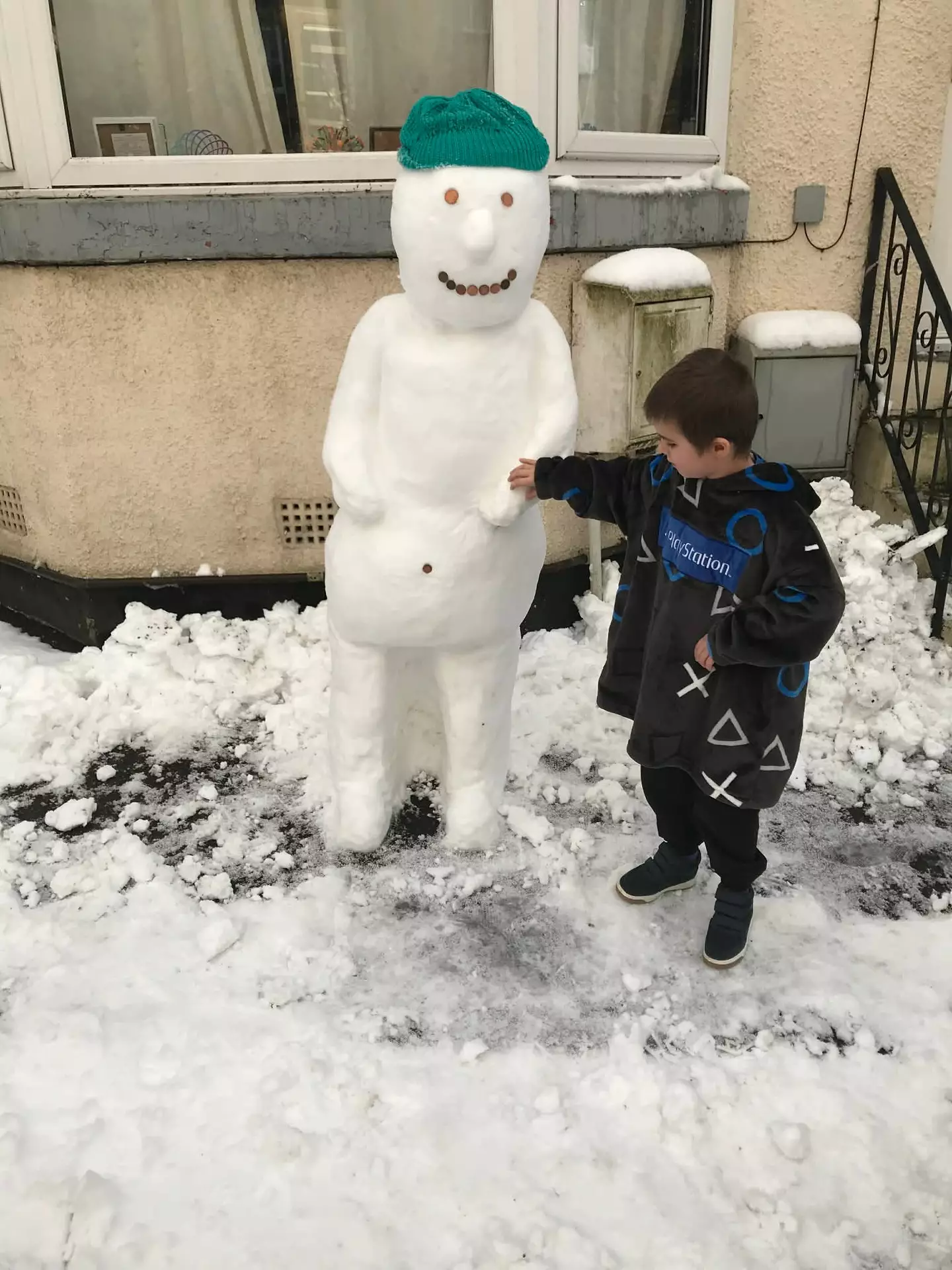 Five-year-old Jacob built a snowman which was knocked down (Steve Curtis / SWNS)