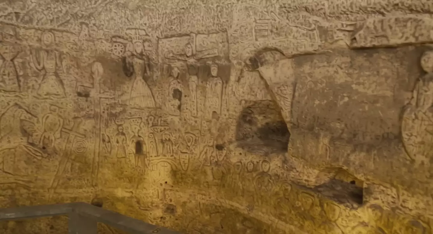 Royston Cave is full of elaborate carvings.