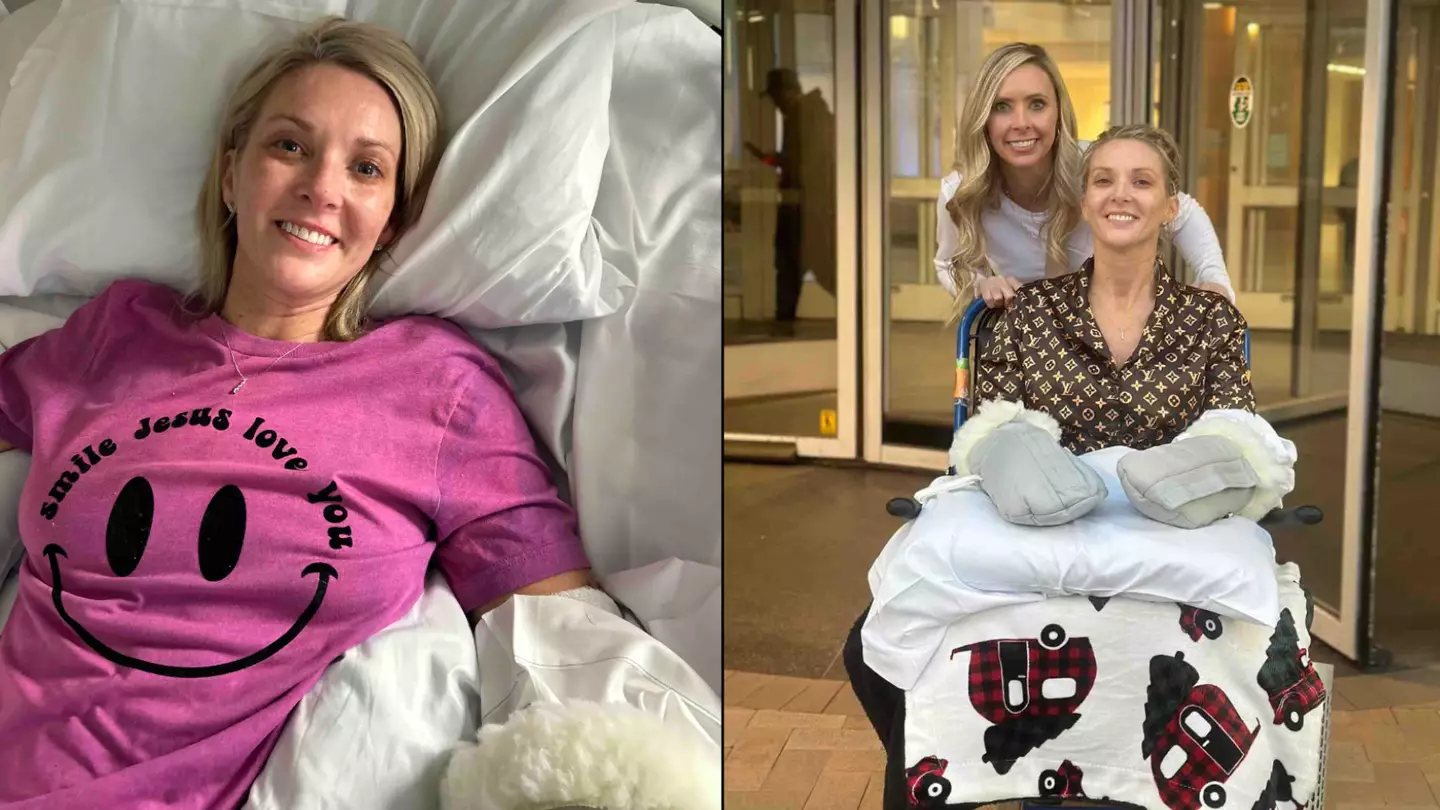 Woman wakes up for first time after going in for routine operation then having all limbs amputated