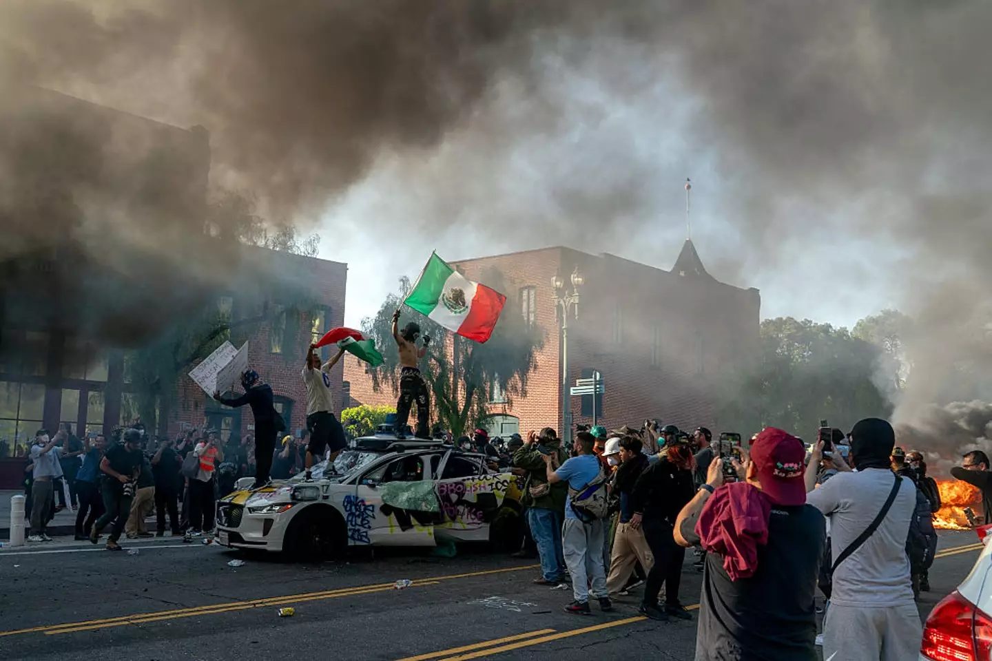 Protests and riots have been taking place across Los Angeles over the weekend (Kyle Grillot/Bloomberg via Getty Images)