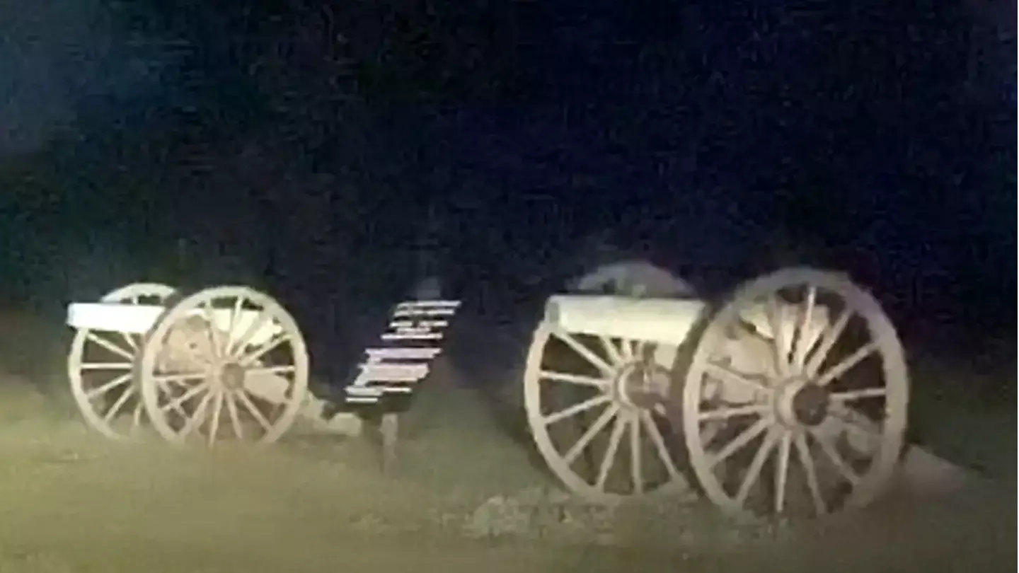 Chilling footage shows 'ghost soldiers' running across the road at Gettysburg (SWNS)