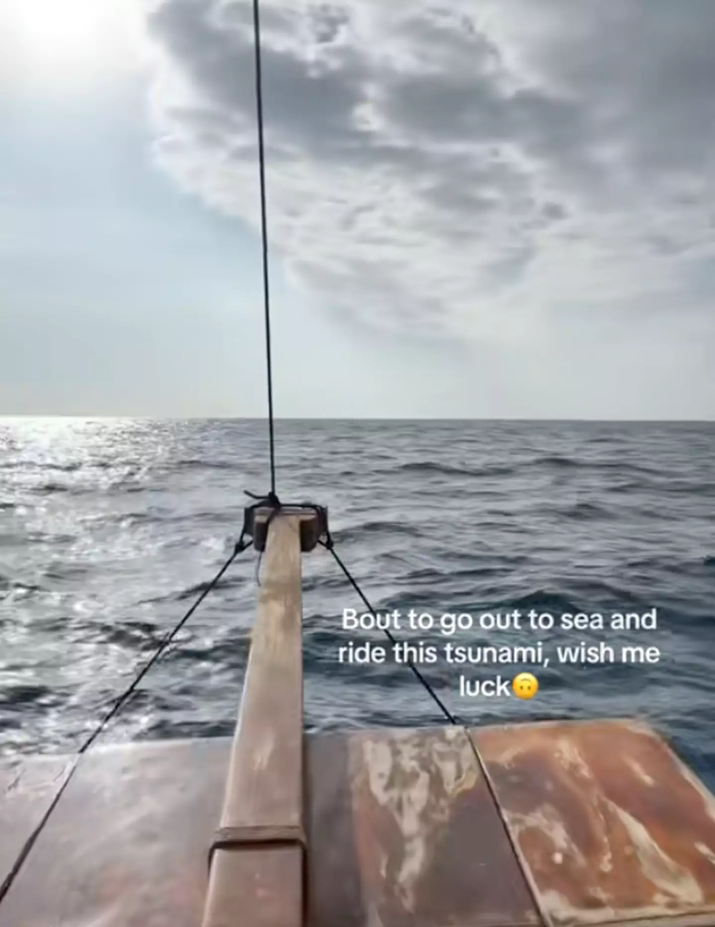 Viewers are concerned for a woman in Hawaii who plans to 'ride this tsunami' (TikTok/@teh_aloha)