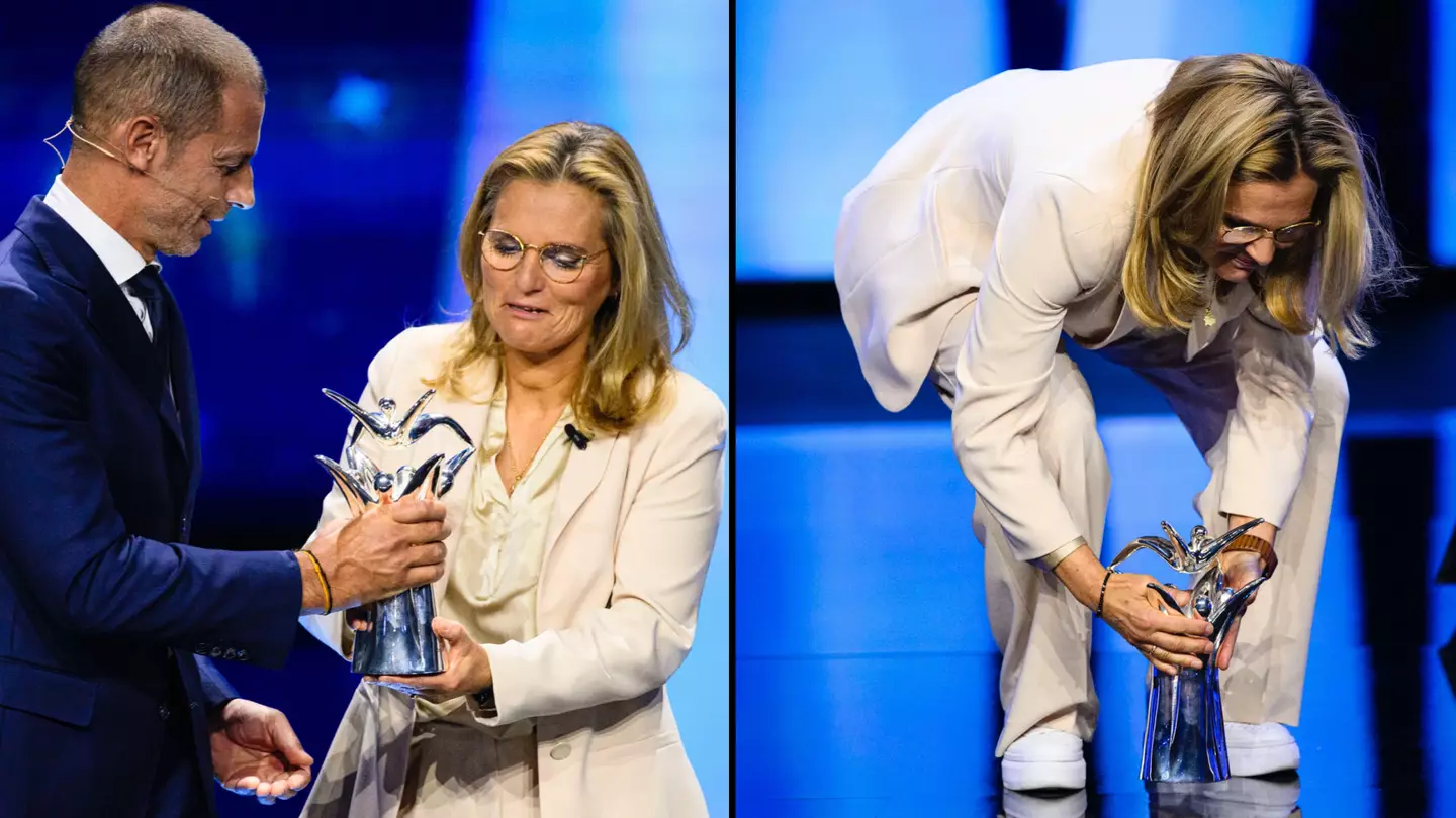 UEFA president slammed after warning England Lionesses manager Sarina Wiegman her trophy is ‘heavy'