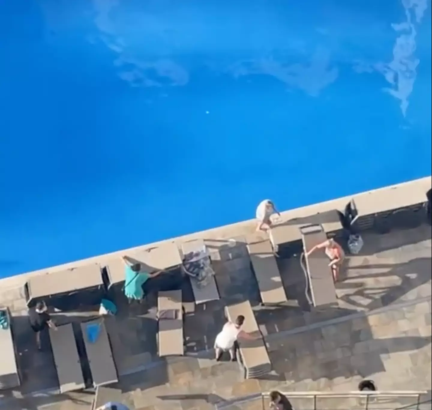 People have been queuing up to get a sun lounger.