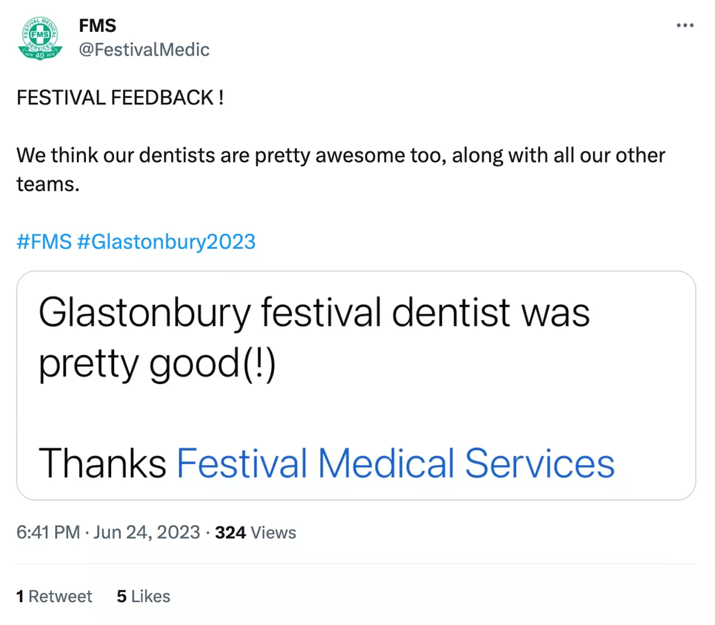 People are seeking dental care at Glasto.