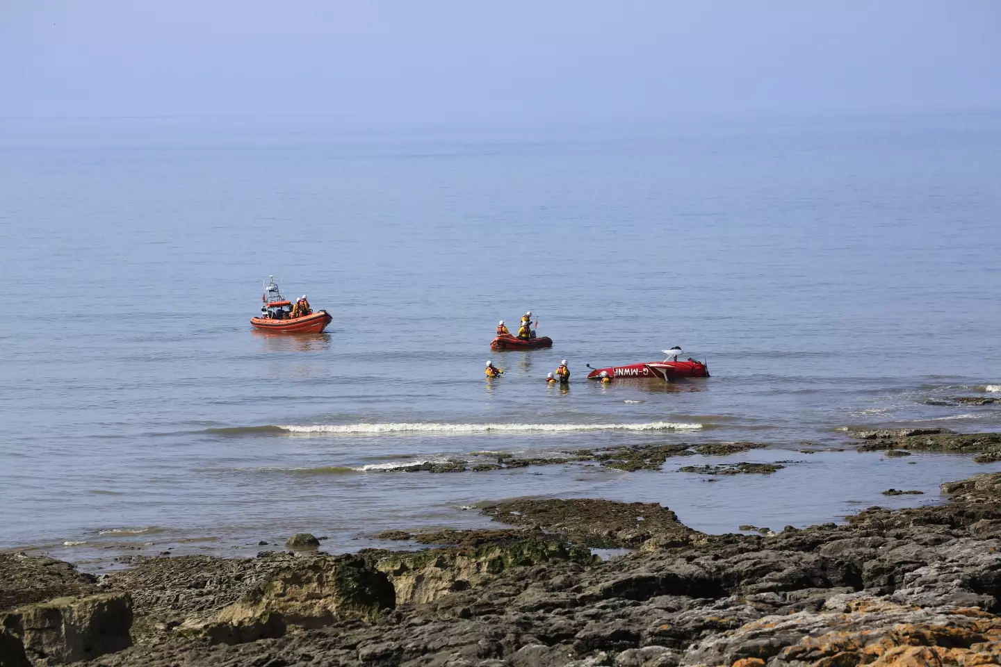 The RNLI responded to a callout in the morning and were able to get the crashed plane's pilot to safety.