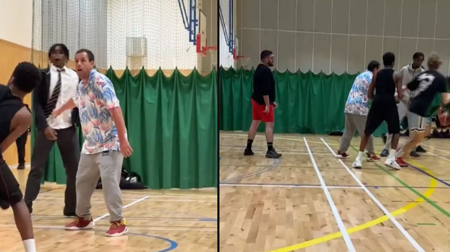 Brits baffled after seeing where Adam Sandler was recorded playing basketball