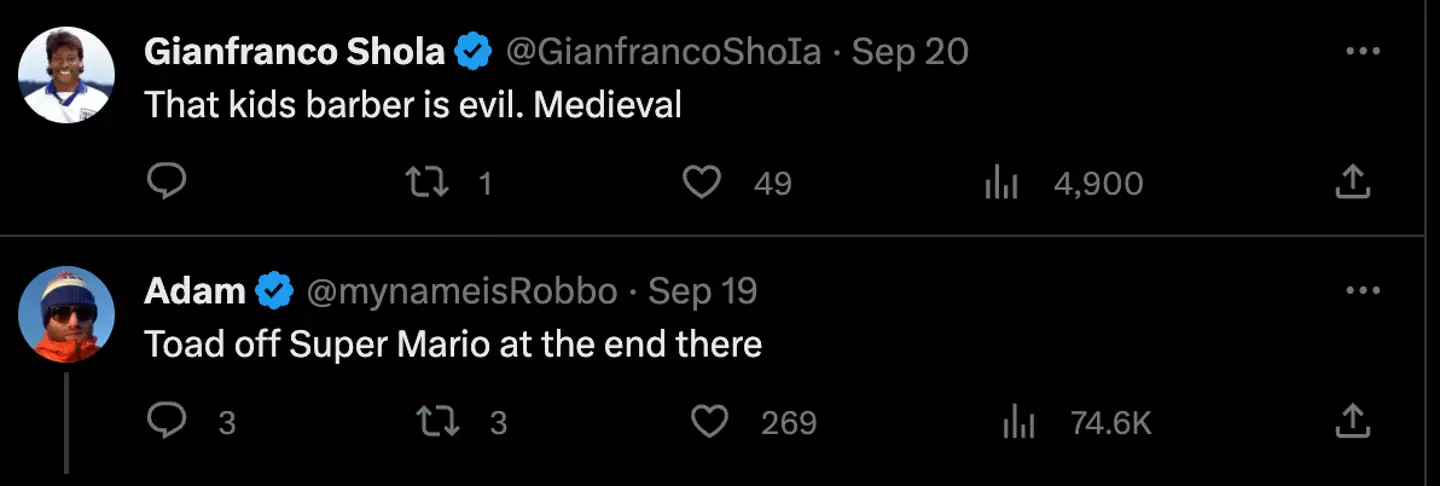 The poor lad on the far right got the real roasting.