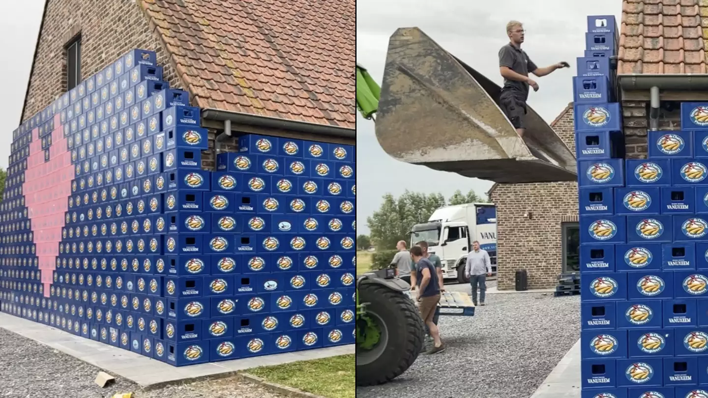Bizarre reason why newlywed couple return home to find house barricaded by beer crates