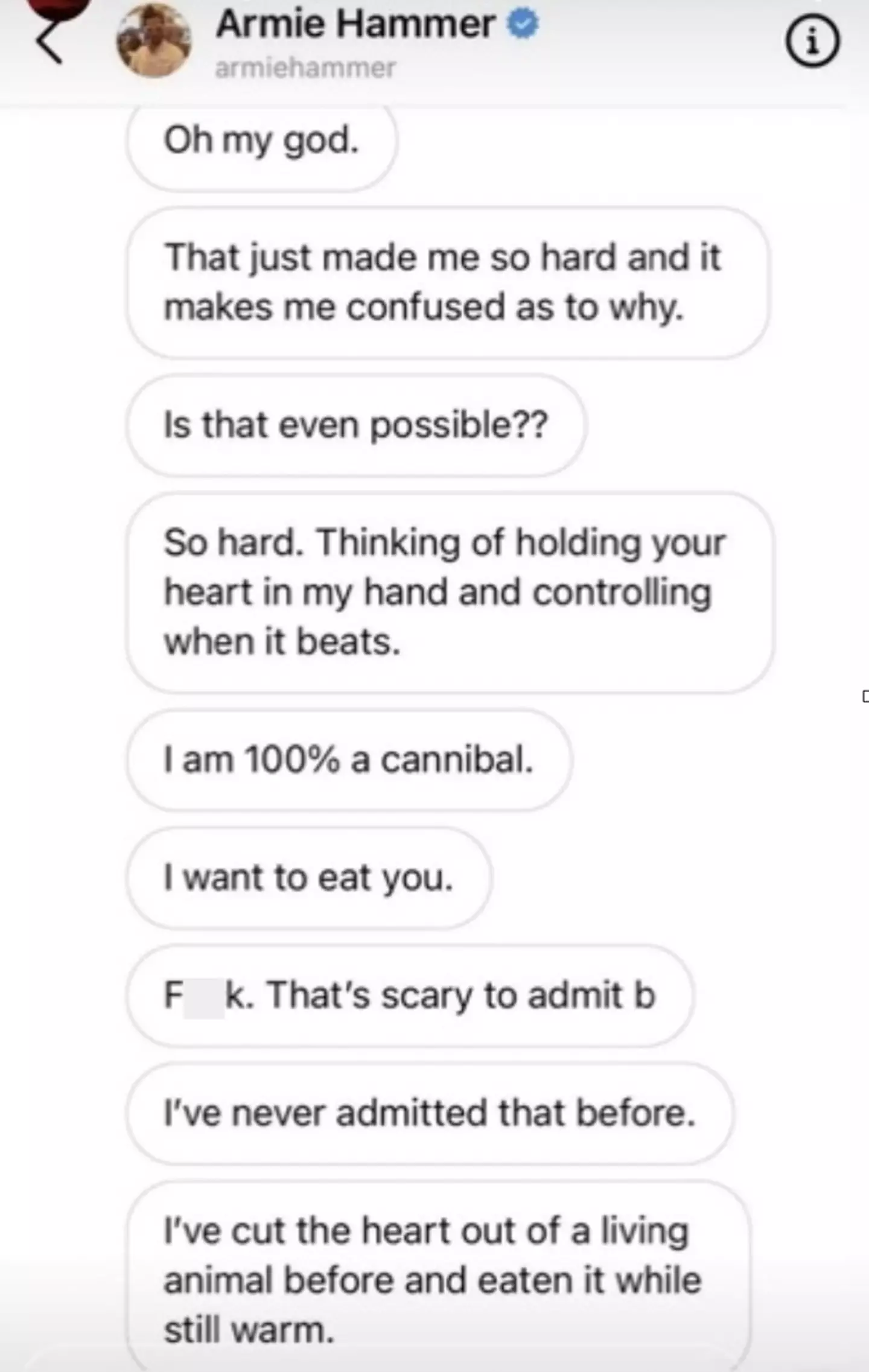 Armie Hammer's text messages